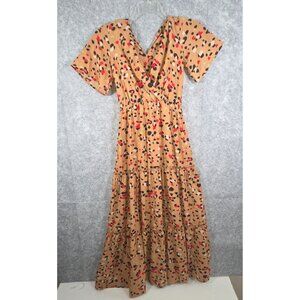 Jubylee Women's Short Sleeve Tiered Maxi Dress Multi Color Size S